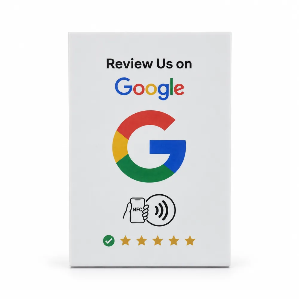 Soporte NFC de mostrador — tarjeta NFC para reseñas en Google